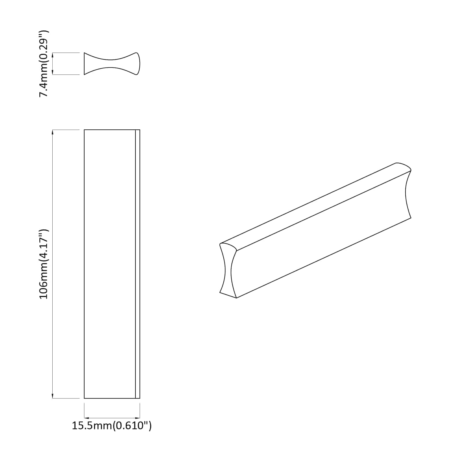 Uchwyt 973 szt., czarne aluminium, 106 x 7,4 x 15,5 mm, uchwyt meblowy do szafy, drzwi, szuflady, komody, łazienki, kuchni, sypialni, salonu, trwały, uniwersalny