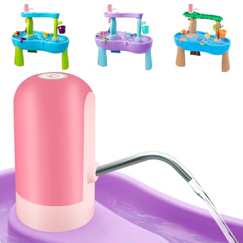 Infowush Powerful Water Table Pump, Battery Powered Water Pump for Water Table 3 Hours Non-Stop Fun Portable Summer Outdoor Sand/Water Table Toys Water Play Table Accessories for Toddlers Kids?Pink?
