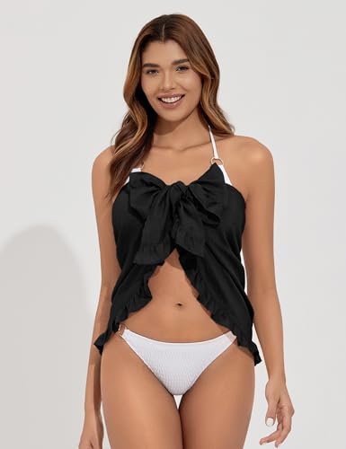 Tournesol Women's Sarong Short Beach Cover Up Skirt Sheer Bikini Wraps Ruffle Hem Bathing Suit Coverups for Swimwear S-2XL2