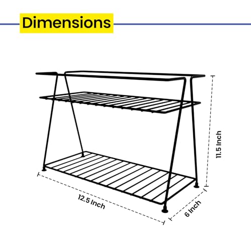 Image of WonderStand Metal NIMBUS | 2-Tier Countertop Spice Rack Storage Shelf Organizer and Home /Kitchen Spice Rack (Black)