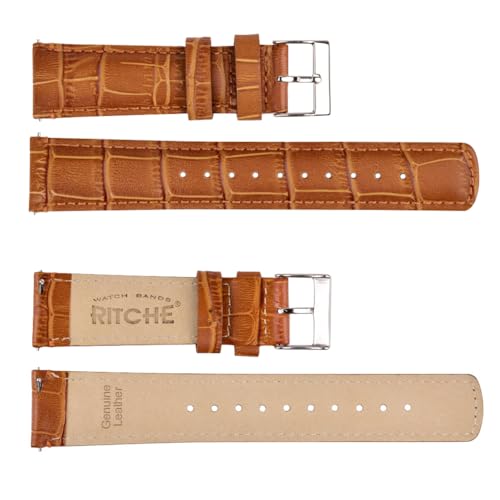 Image of Ritche Christmas Gift Quick Release Leather Watch Bands Genuine Leather Watch Strap for Samsung Galaxy Watch 6 Band Classic 43mm 47mm 40mm 44mm 18mm, 20mm or 22mm for Men and Women, White Elephant Gifts, Stocking Stuffers for Men