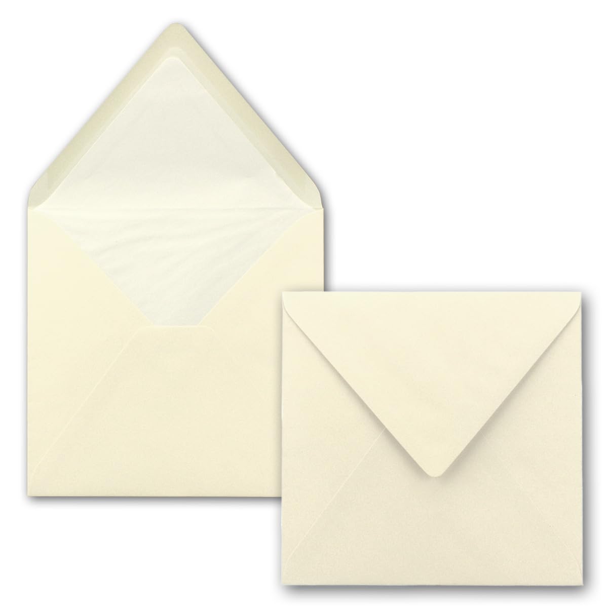 25x envelopes square 16 x 16 cm in vanilla (cream) Envelopes with white silk lining Envelopes without window & with wet glue for invitation cards for weddings and birthday