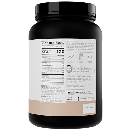Image of Rule1 Rule 1 Naturally Flavored R1 Protein Whey Isolate - Clean Formula with 25g Protein 6g BCAA Exclusively Isolated Hydrolyzed Sources for Workout Recovery (1.7 Pounds, Dark Chocolate).