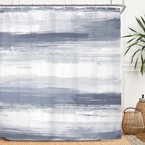 Miyotaa Blue Gray Abstract Shower Curtain Set Cover