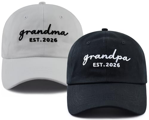 New Grandparents Gifts for Women Men 2PCS 2026 Grandma and Grandpa Hats
