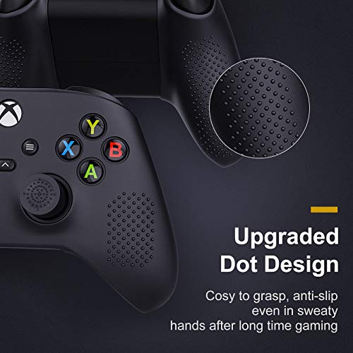MoKo Case for Xbox Series X/S Controller Skin, Silicone Cover Skin Case with 8 Thumb Grip Caps, Shock-Absorption Anti-Scratch Protective Case for Xbox Series X/S Controller 2020, Black