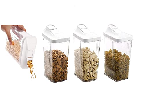 Image of Easy Flow Plastic Kitchen Storage Jars & Container Set, Transparent 1500 ML, Multi Color (4)