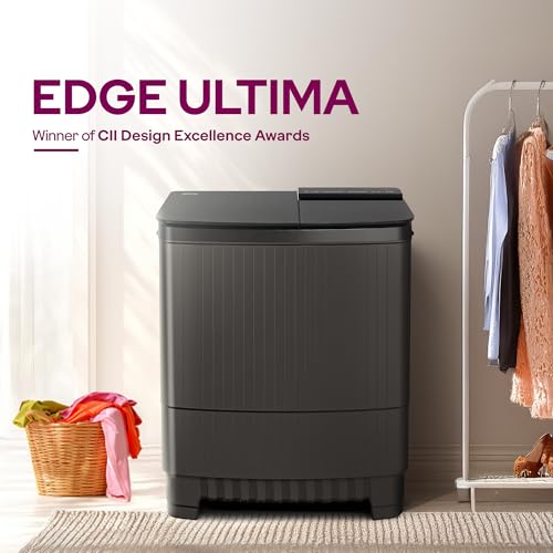 Image of Godrej 8 Kg 5 Star, With Soft Shut Wash Lid, Semi-Automatic Top Loading Washing Machine (WSEDGE ULTS 80 5.0 DB2M CSGR, Crystal Grey, Stainless Steel Wash and Spin Drum)
