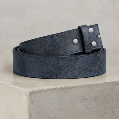 Image of BC Belts Leather Belt Strap with Vintage Distressed Texture 1.5 inch Wide with Snaps and without Buckle