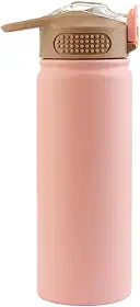 Garrafa Térmica Squeeze 530ml, com Tampa Flip, Parede Dupla de Aço Inox, Livre de BPA, Para Academia, Ideal para Água - Branco e Rosa (Rosa)