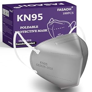 KN95 Face Masks 100 PCS, 5-Ply KN95 Grey Masks,Breathable Protection Masks, Individually Wrapped, Cup Dust Safety Mask