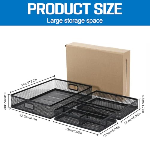 Stranthother Mesh Metal Desk Drawer Organizer Tray for Office and Home 12.3