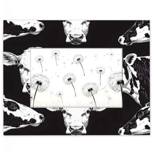 Mintoprints Cadre photo vache 12,7 x 17,8 cm avec passe-partout ou 10,2 x 15,2 cm sans passe-partout Cadre photo en bois pour affichage mural ou de table