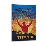 Cycles Moto Titania - Póster de bicicleta vintage, póster de bicicleta retro, póster de ciclismo, anuncio de ciclismo, decoración de pared, póster de lienzo, decoración de dormitorio, paisaje