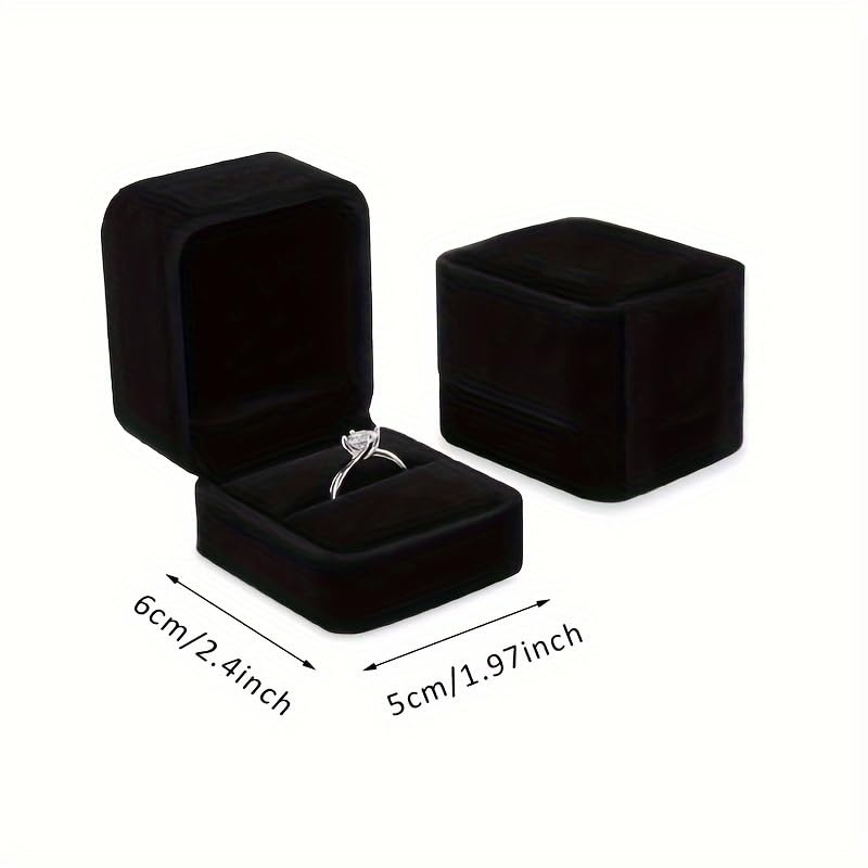 Boîte à Bijoux Velours Gris - Écrins Pour Bagues Et Colliers - Cadeau Mariage Ou Fiançailles - Format 7x7x4 Cm