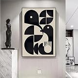 Bauhaus Wall Art Black and Beige Abstract Canvas Wall Art Abstract Geometric Posters Neutral Paintin