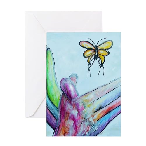 CafePress ASL Butterfly Watercolor Painting Folded Greeting Card Matte