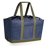 [JIKO] エコバッグ 折りたたみタイプ 巾着付 ベルト付け持ち歩きやすい 保冷はっ水素材使用 ビッグサイズ 耐久性 繰り返し使える (ブルー＆グリーン)