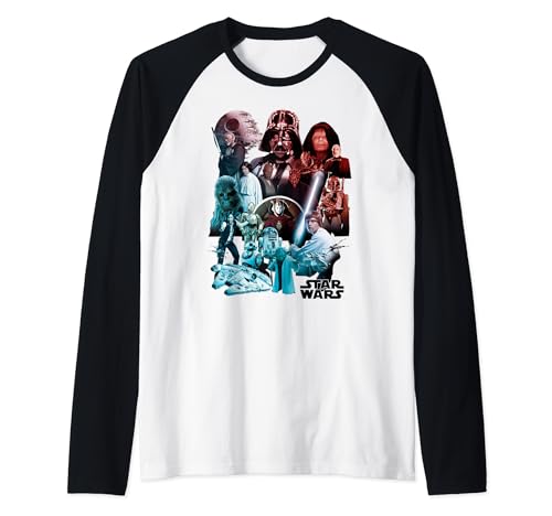 T-shirt Star Wars personnage collage vêtement homme femme haut baseball manches raglan