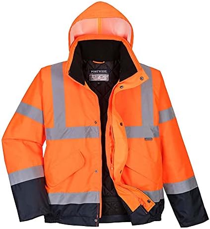 Portwest Hi-Vis Two Tone Bomber Jacket, Size: S, Colour: Orange/Navy, S266ONRS