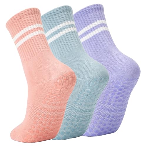 Image of Lacholin Yoga Pilates Socks with Grips for Women, Non Slip Grips Cotton Socks for Barre, Ballet, Dance, Workouts