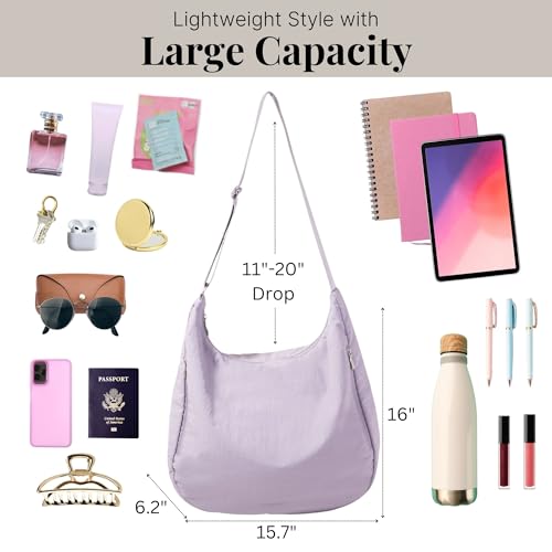 Image of Baggallini Swift Hobo Crossbody Bag for Women - Lightweight 15.7 inchx16 inch Travel Purse Handbag Hobo Bag