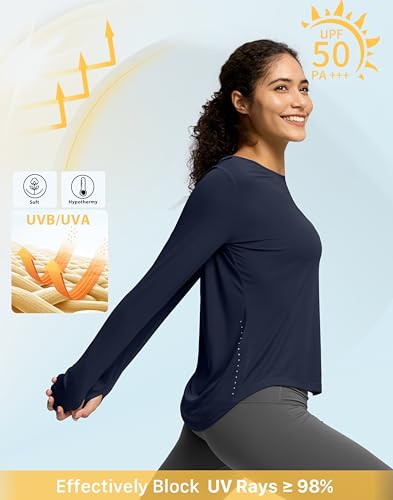 Image of Soothfeel Lightweight Long Sleeve Workout Tops for Women Gym Running Shirts