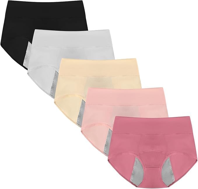 RUNYA Women's Underwear High Waisted Ladies Cotton Panties Soft Full Coverage Briefs 5 Pack (XX-Large) Multicolored
