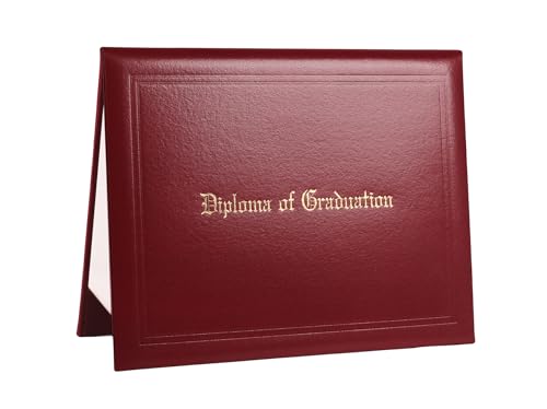 UIALECG Imprinted Diploma Cover 8.5 x 11, Leatherette Padded Certificate Covers, Graduation Document Holder Letter Size, Maroon