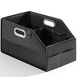 Drsvabze Car Seat Organizer for Back Seats&Front-Foldable PU Leather Storage with Adjustable Dividers,2 Cup Holders&7 Mesh Pockets-Detachable Design with Metal Handles for Kids Travel,Toys,Snacks