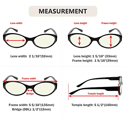 Image of CessBlu 4 Pairs Oval Blue Light Blocking Computer Eyeglasses for Women Reading Glasses