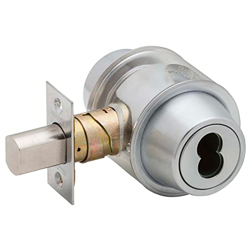 Falcon D100 Series Grade 1 Double Cylinder Deadbolt, Sfic Housing Less Core, Satin Chrome Finish, Non-Handed, 2-3/8-2-3/4" Backset, Rectangle Strike #TOP19