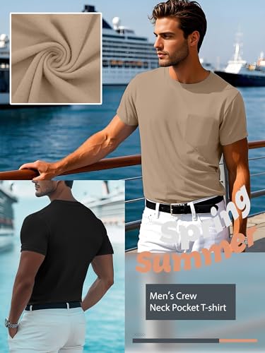 Ficerd 3 Pack Men's Big and Tall T Shirt, Short Sleeve Pocket Cotton Tee Crew Neck Lightweight Tops Solid Loose Fit Shirts2