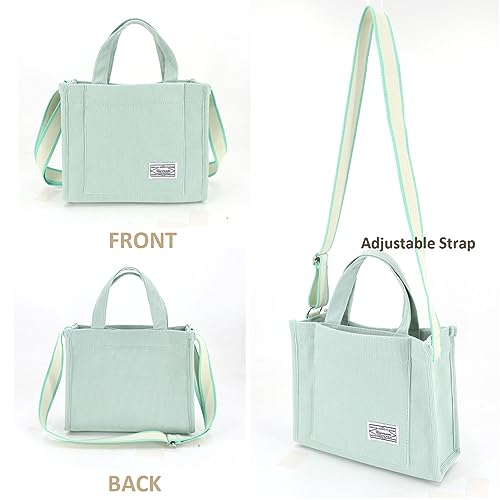 Image of UERRUAM Tote Bag for Women with Compartments,Corduroy Tote for Work Travel College Book Bag Women Purse Handbag Crossbody Bag