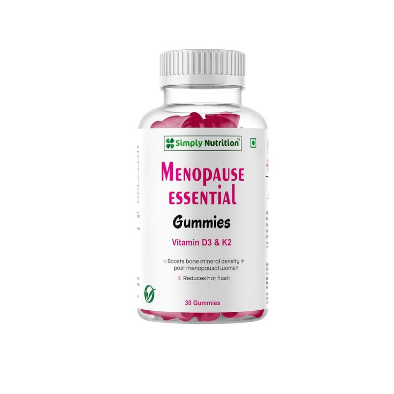 Simply Nutrition Menopause Essential Gummies for Women with the Goodness of Vitamin D3 and K2 | Improved Immunity, Hormonal Health & Bone Health (Pack of 1, 30 Gummies)