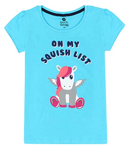 Image of Clotth Theory Girls Super Combed Cotton Regular Fit Round Neck Printed Short Sleeve Tshirt -Combo Pack of 5