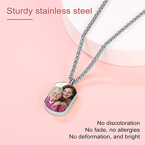 Customized Photo Necklace Urn Necklaces For Ashes Dog Tag Pendant Stainless Steel Keepsake Memorial Picture Engraved Personalized Cremation Jewelry For Passing Loved Ones Funeral #TOP2