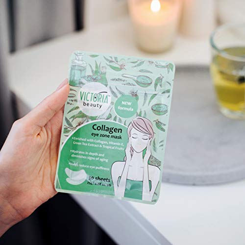 Victoria Beauty - Collageen oogpads tegen kringen rond de ogen met groene thee, collageen masker onder oog patches… - Afbeelding 3