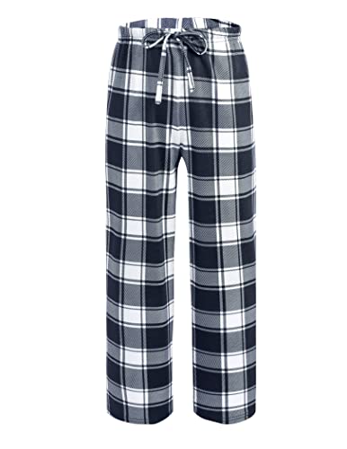 Ekouaer Boys Pajama Pants Long Sleep Bottoms Soft Elastic Waist Plaid Lounge Pants With 2 Pockets