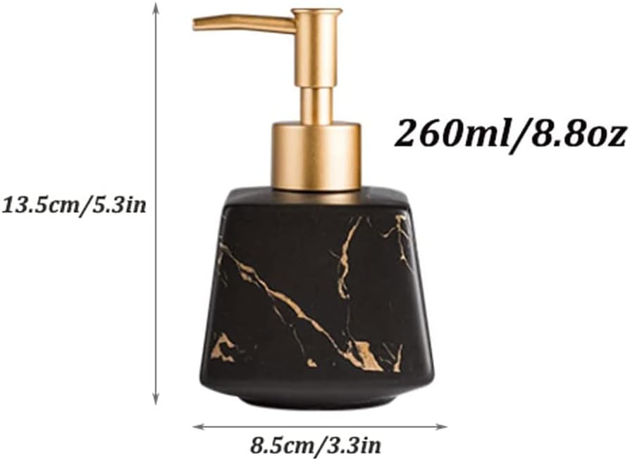 Large Capacity 8.8oz/260ml Soap Dispenser Ceramic Hand Lotion Dispenser with Stainless Steel Pump Bathroom Countertop Refillable Lotion Bottle Lotion Bottle (B)