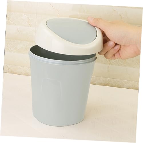 Caneca de basura de escritorio plástico con tapa miniatura 6