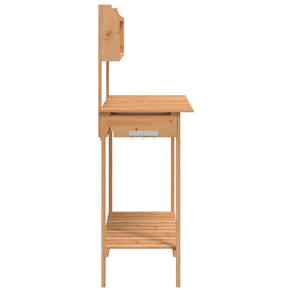 Pflanztisch mit Ablagen, Gärtnertisch, Blumenständer Holz, Pflanzstation für Terrasse Garten Balkon, 147.5 x 44 x 139.5 cm