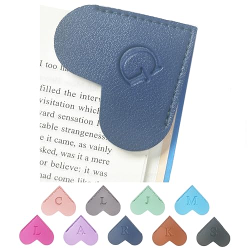 MOTEERLLU Personalized Leather Heart Bookmark with Initials