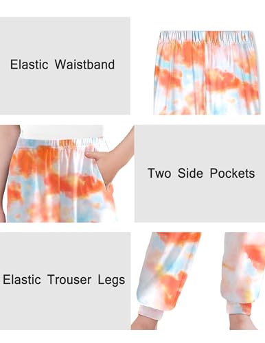 Arshiner Calça de pijama infantil xadrez confortável com bolsos, Tie Dye-laranja azul, 3-4T