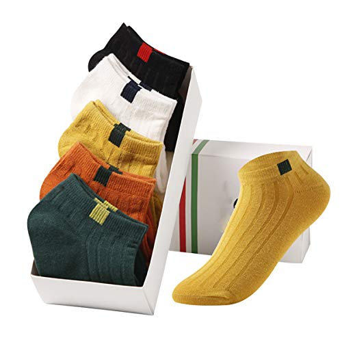 No-Show Socks for Women and Men, Assorted Colors Low Cut Athletic Sport Performance Cotton Socks (Multicolor, 5pcs/Pack)