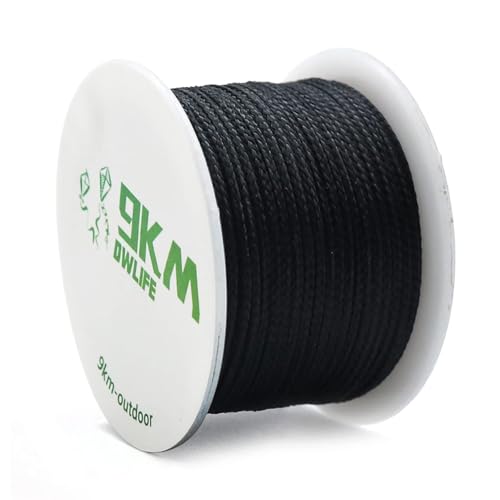 9KM DWLIFE Black Braided Kevlar String 50lb~1800lbs Fishing Assist Line High Strength Tensile Heat Resistant for Paracord Cord Ultralight Tactical Survival Rope Kite Flying Outdoor Activities