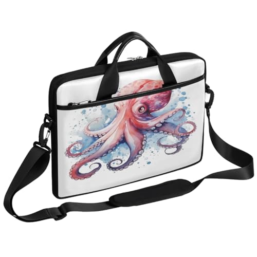 Bolso para laptop de 15 pulgadas estilo acuarela con pulpo