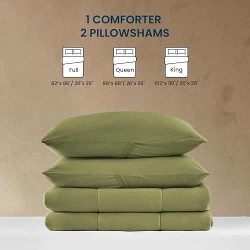 SLEEP ZONE Queen Size Comforter Set, Breathable Jersey Knit Soft Duvet Insert Set 3 Pieces Bedding Sets for Bedroom All Season, Green - image 6