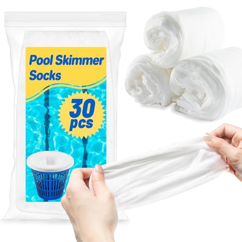 Sukh 30 Pack Pool Skimmer Socks - Pool Socks for Skimmer Basket, Traps Dog Hair, Sand, Pollen & Leaves, Protects Filter & Pump System, Universal Fit for Inground & Above Ground Pools, Pool Accessories
