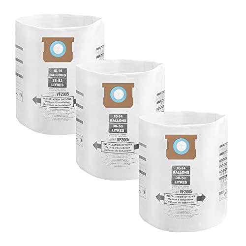 Image of 3 Pack Shop Vac 10-14 Gallon Bags. ALYYDBG Type F 90662 9066200 9066233, Type I 90672 9067200 9067233, VF2005, CMXZVBE3877, CMXZVBE38768 Disposable Dust Bags